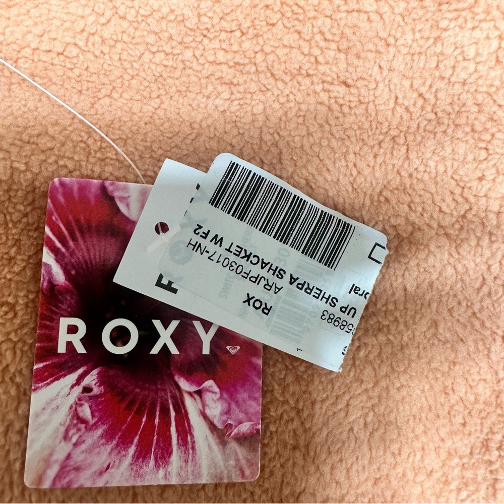 Roxy Women’s Sherpa Shacket Button Front Cozy Pockets Size Medium Coral New - Picture 10 of 13
